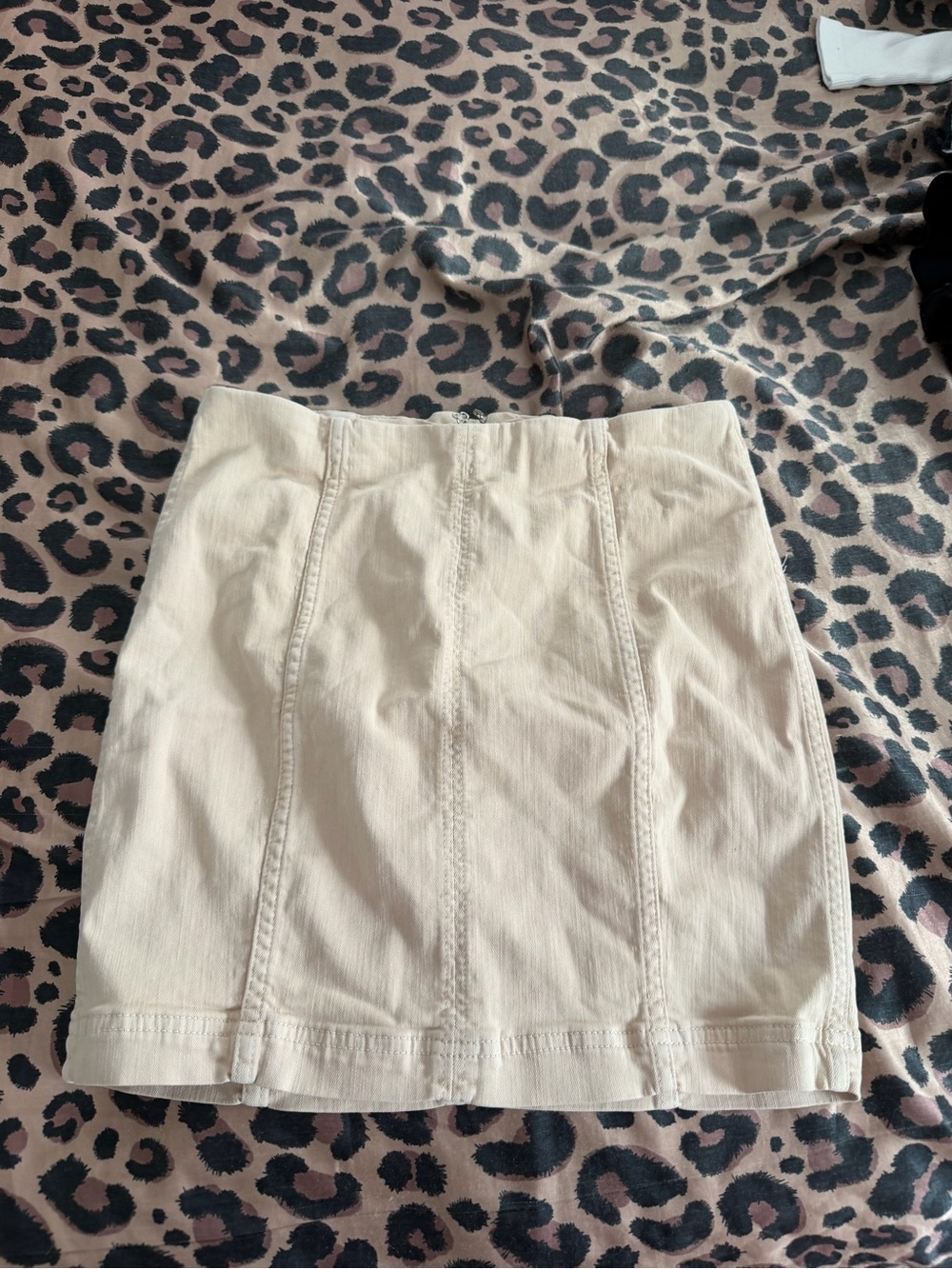 Free People Cream Mini Skirt with Seamed Panels